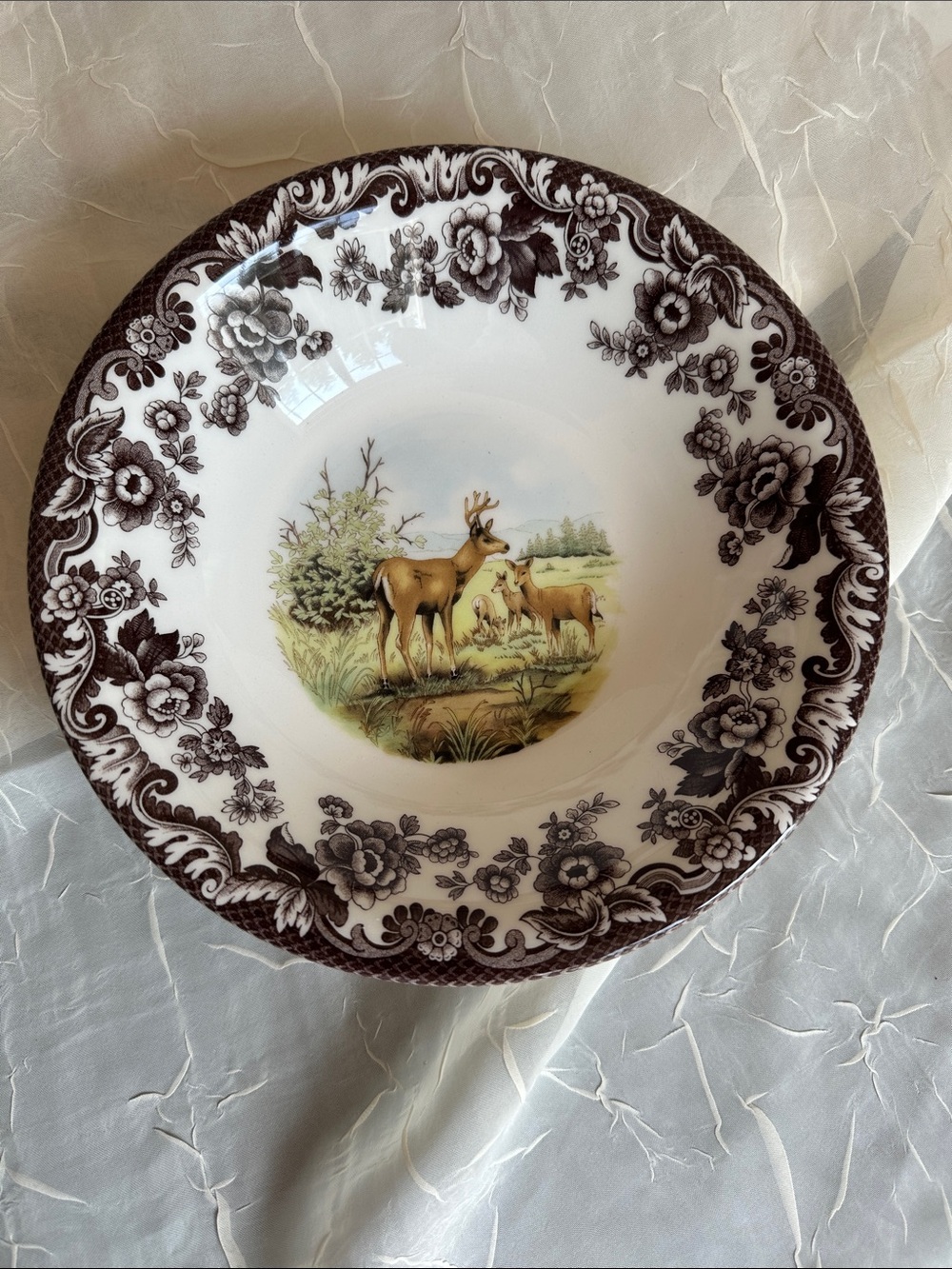 NWT Spode Woodland American Wildlife Mule Deer Ascot Cereal Bowl 8” w/orig box